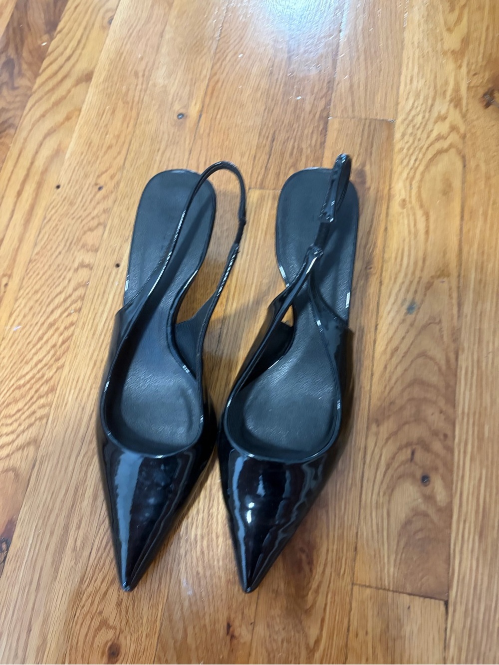 Billini Black Patent Pointed Slingback Heels